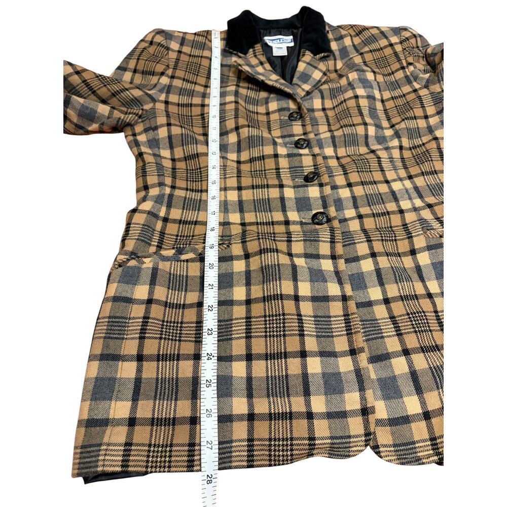 Pendleton Women's Wool Blazer Plaid Jacket Sz 10 Velvet Trim Equestrian Academia - Picture 6 of 10